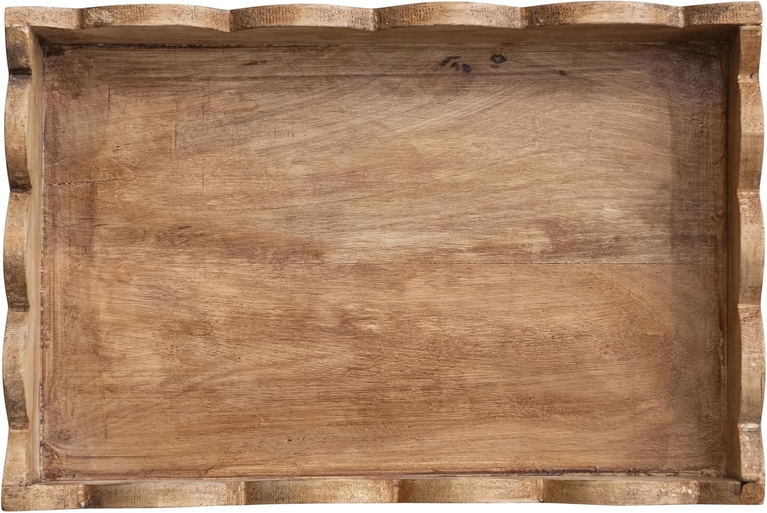 Creative Co-Op Mango Wood Scalloped Tray, Natural