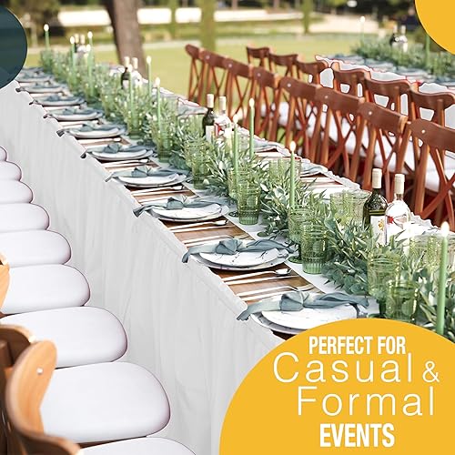 Miniatura 132 de Exquisite Falda de mesa con volantes, color marrón, paquete de 2 faldas de mesa de 14 pies de largo para mesas rectangulares de 6 pies o faldas