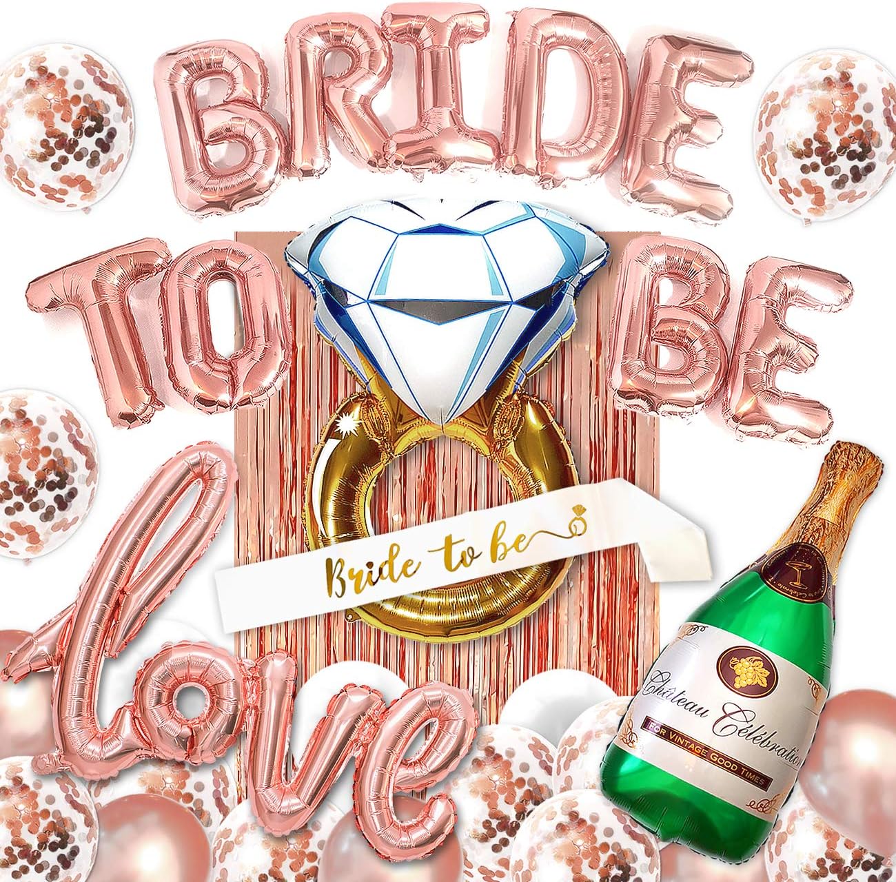 Big BRIDE TO BE Balloons Bachelorette Party Decoration Kit - Bridal Shower Supplies & Accessories - Complete Hen Party Decorations Balloons Set