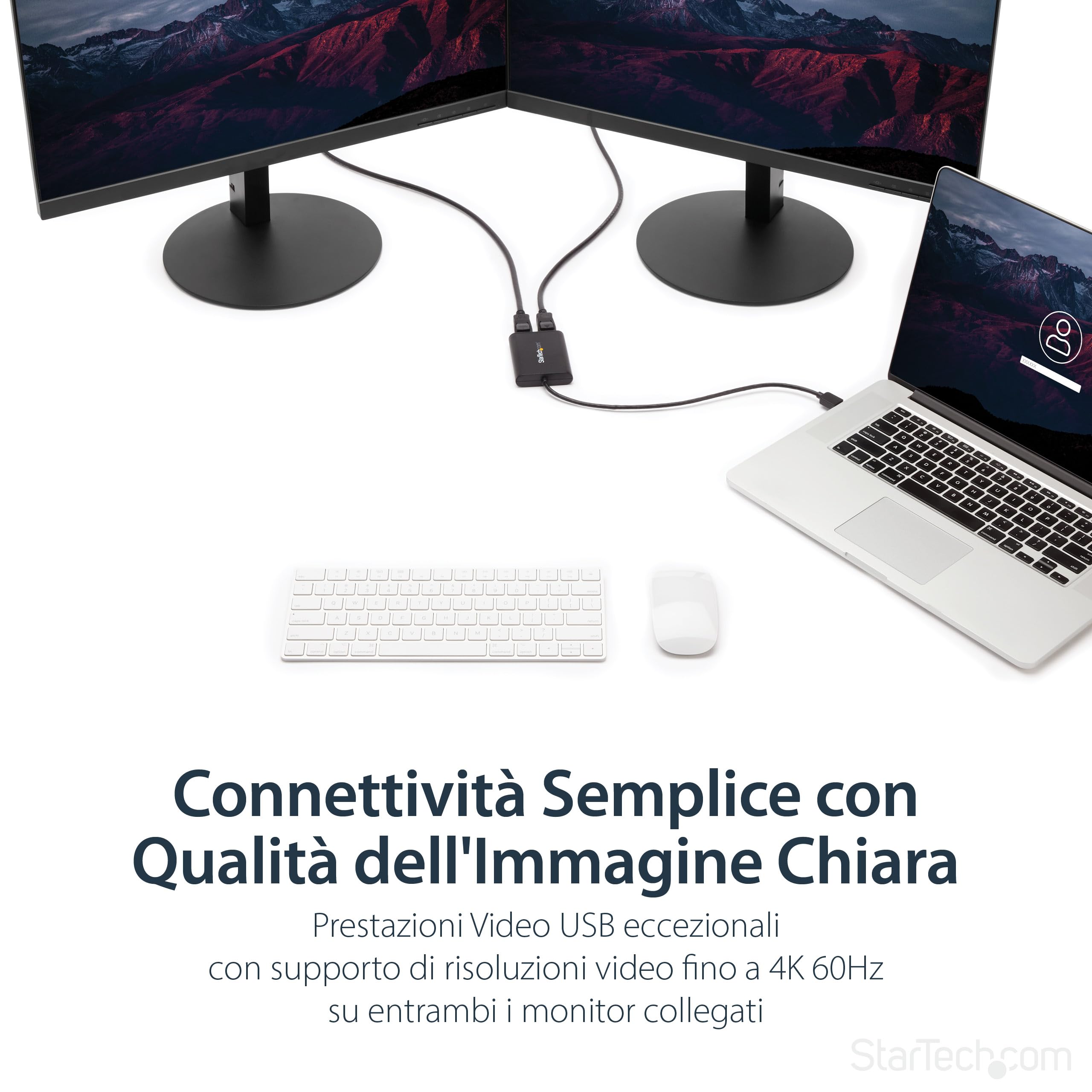 StarTech Adattatore USB 3.0 a Doppia DisplayPort, 4K 60Hz (USB32DP24K60) | 5Gbps, Convertitore Dual DisplayPort, Mac e Windows