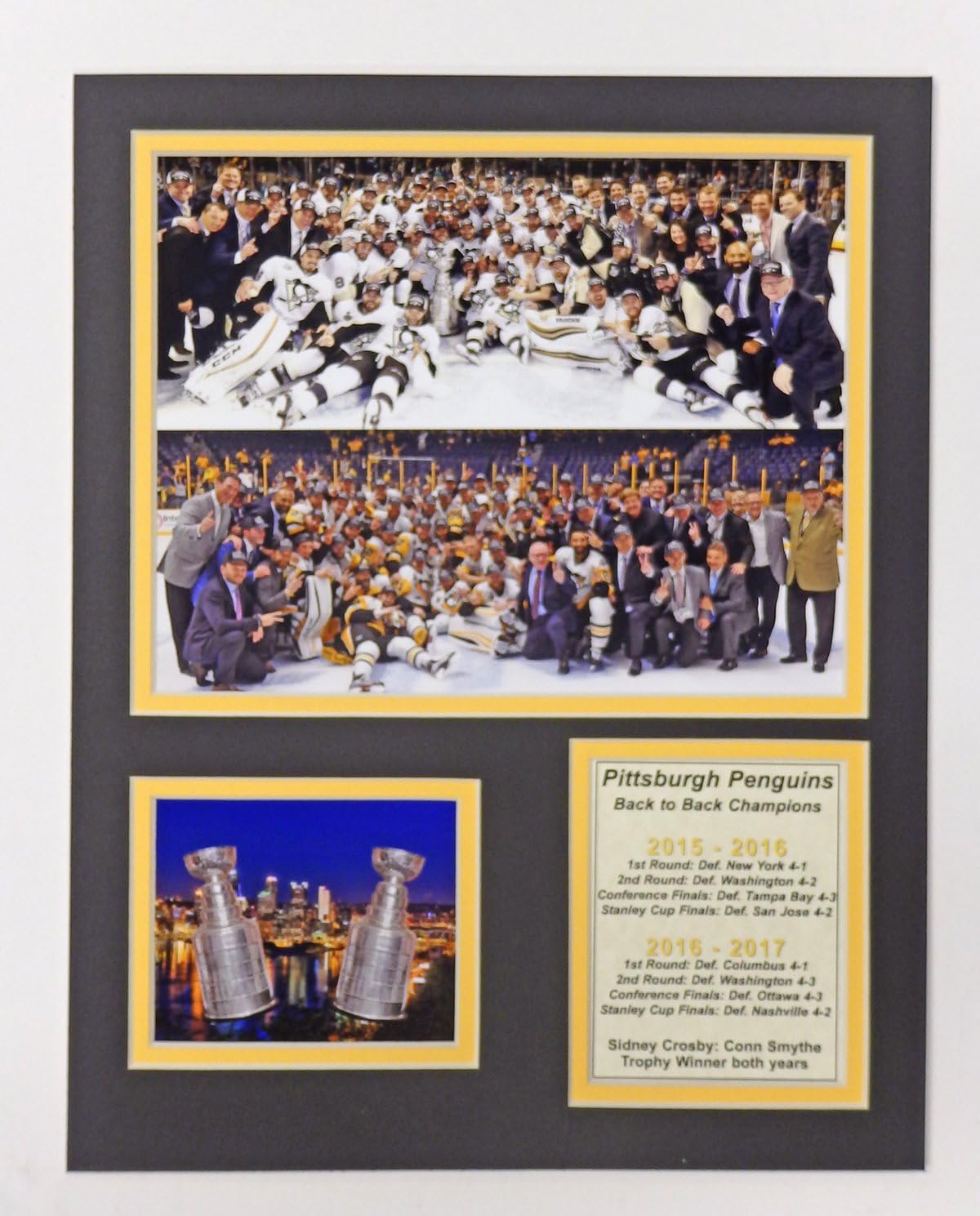 2016-2017 Pittsburgh Penguins - Back to Back Stanley Cup Champions - 11" x 14" Unframed Matted Photo Collage by Legends Never Die, Inc.