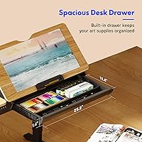 Vista 3 de FLEXISPOT Mesa de dibujo eléctrica de altura ajustable de 47.2 x 23.6 pulgadas, escritorio de dibujo de pie con parte superior extensible, estación