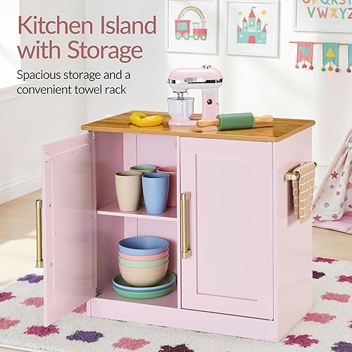 Miniatura 4 de Best Choice Products Cocina de juego de simulación para niños, juego interactivo de madera para niños pequeños con isla, máquina de expreso, 17