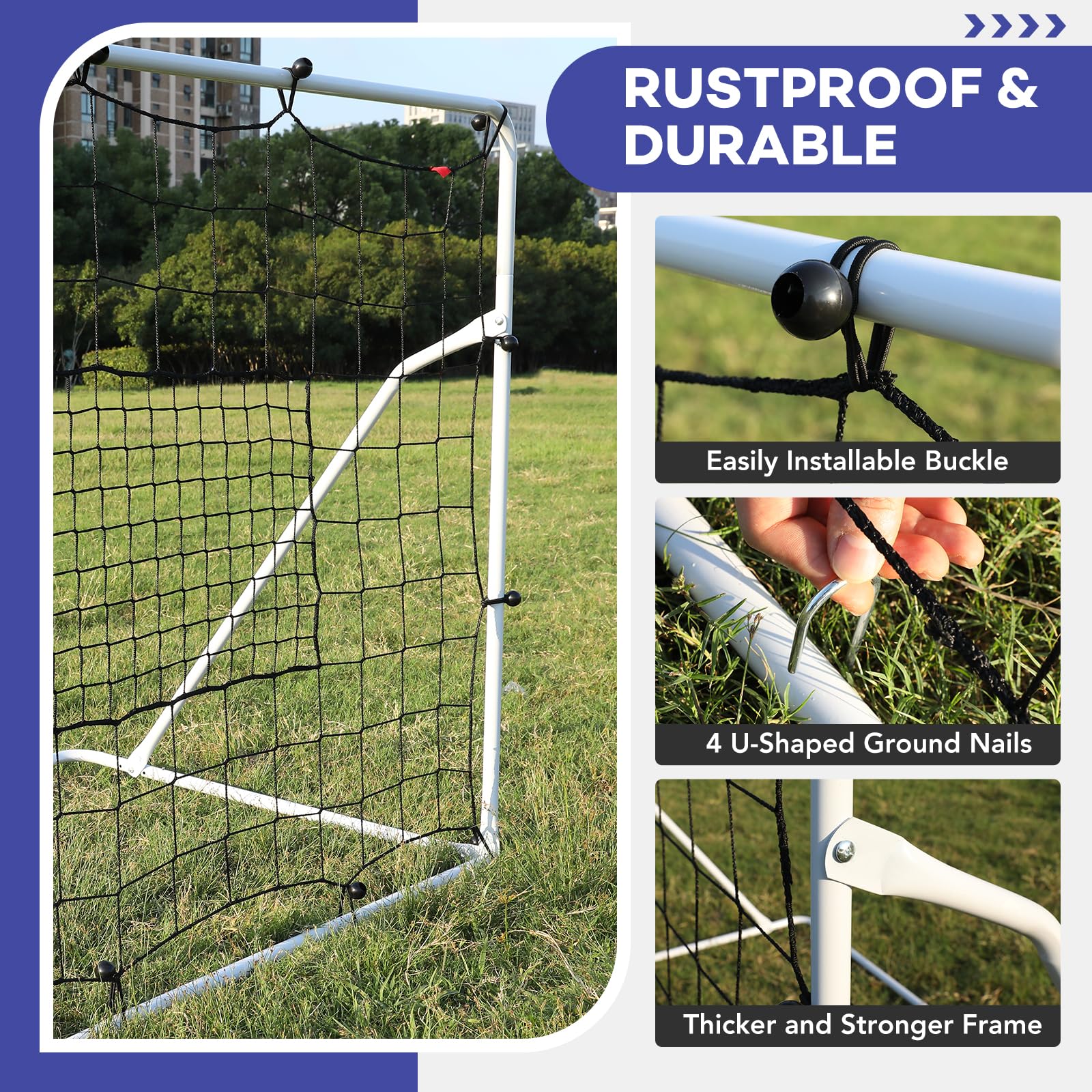 Rete da Rimbalzo per Calcio, Rete da Rimbalzo per Calcio in Acciaio, Rete di Rimbalzo per Allenamento di Calcio in Giardino e Allenamento di Calcio 6'x4' e 12'x6'