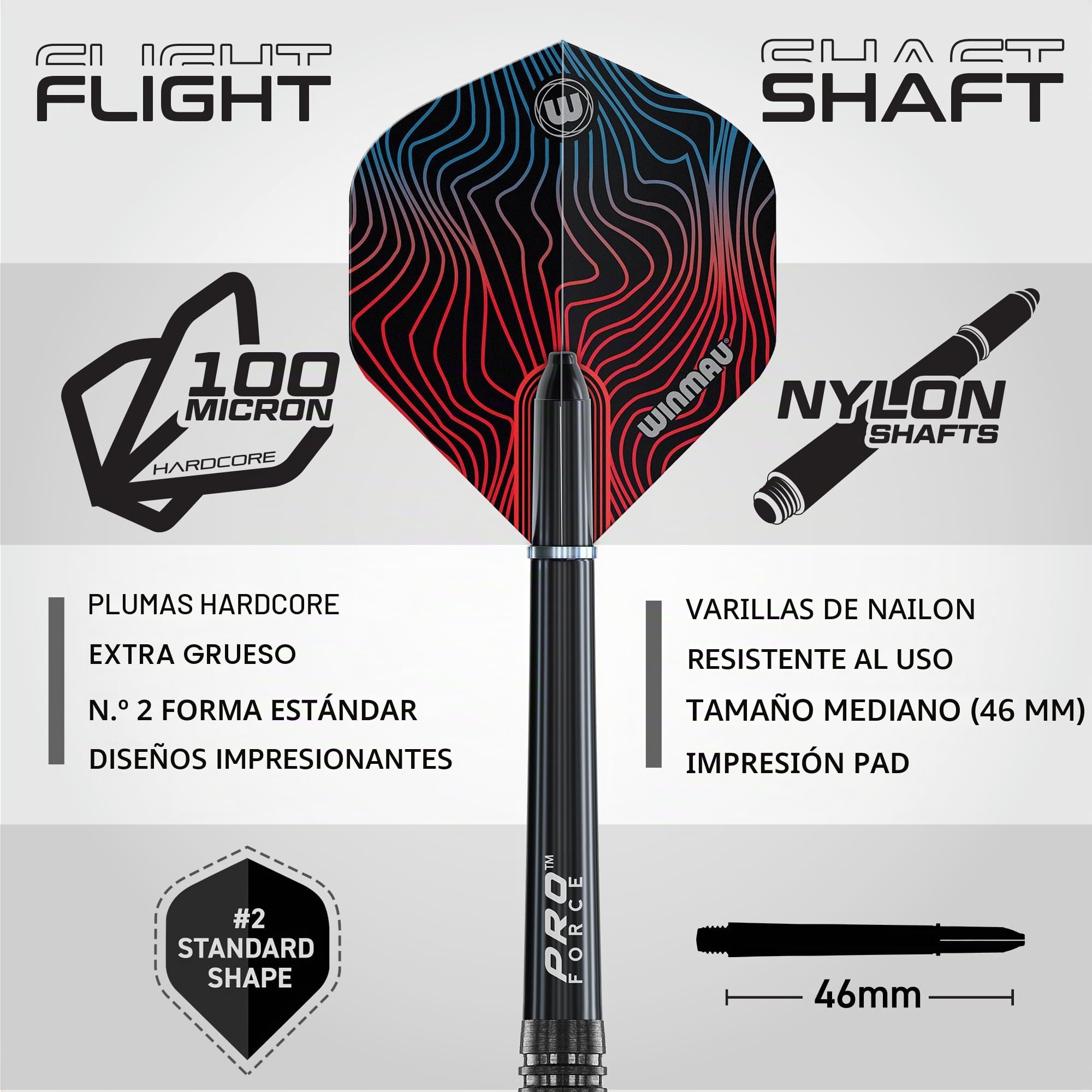 WINMAU Darts Solaris Pro 19 g Barril/21 g Peso total Juego de dardos profesionales de punta blanda de tungsteno con aletas y varillas (varillas)