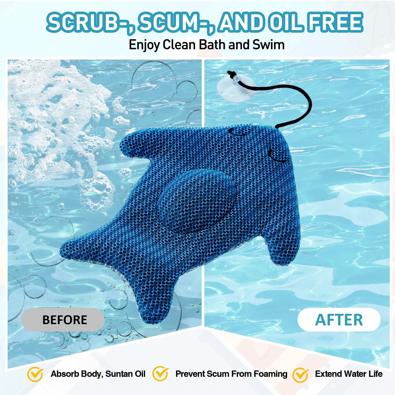Idle Hippo Hot Tub Scum Absorber Kit, Two Pack Hot Tub Cleaner, Reusable Hot Tub Accessories for Adults, Hot Tub Water Clean Oil Absorbing Sponge for Scum, Spa Defoamer for Hot Tub, Filter : Patio, Lawn & Garden