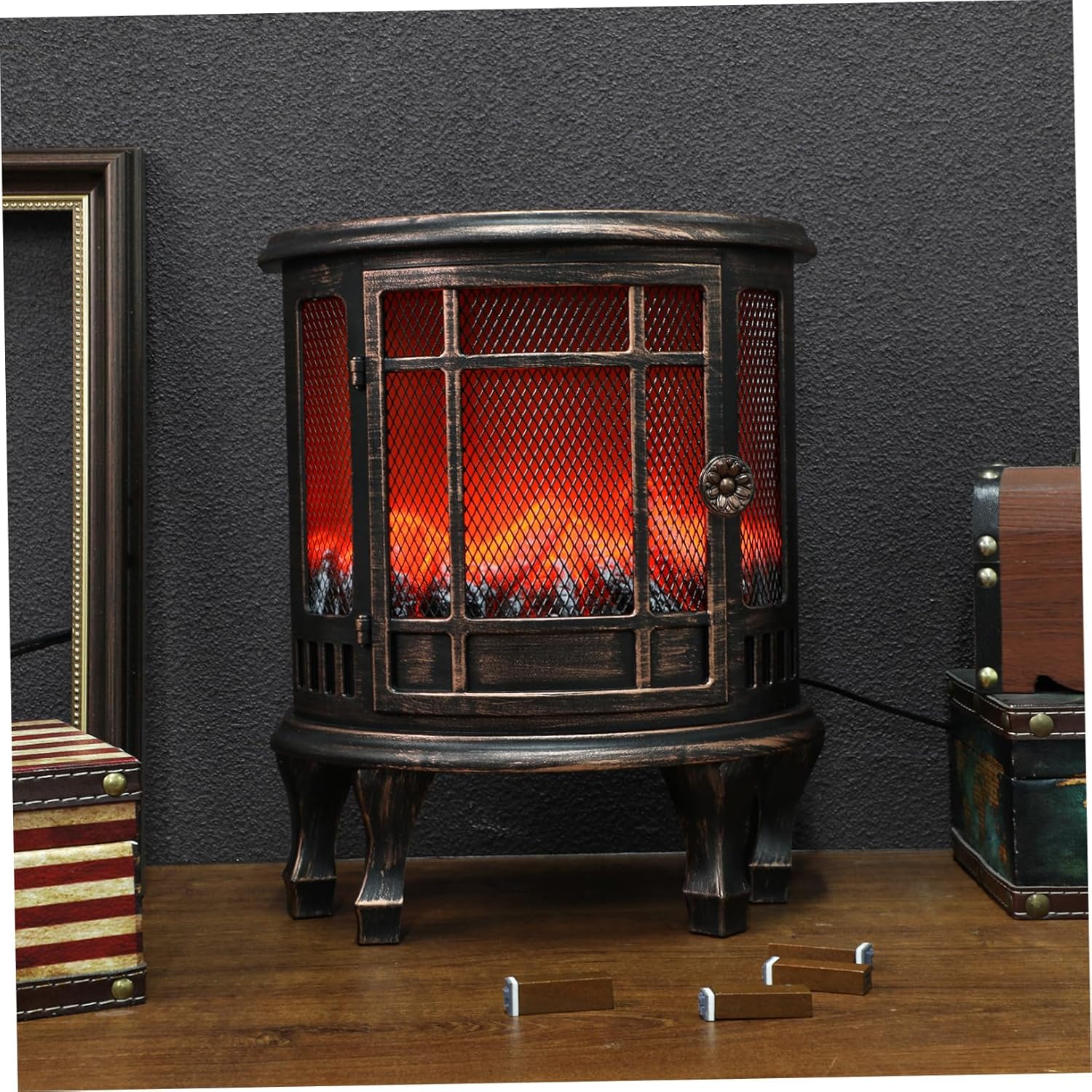 1pc Retro Creative Shape Bed Lamp Simulation Fireplace Light for Living Room Decor