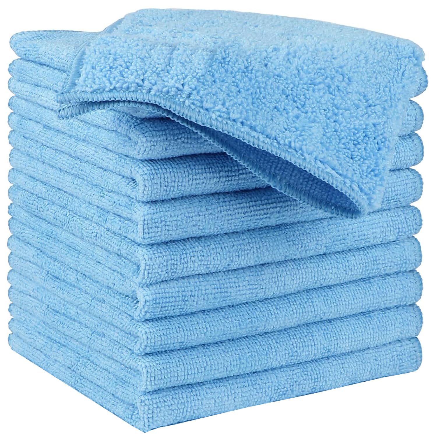 Hidmd Skyblue Microfibre Cleaning Cloth, Microfiber Reusable Dish Cloths Kitchen Towels, Pack Of 10 Sky Blue30cm X 30Cm