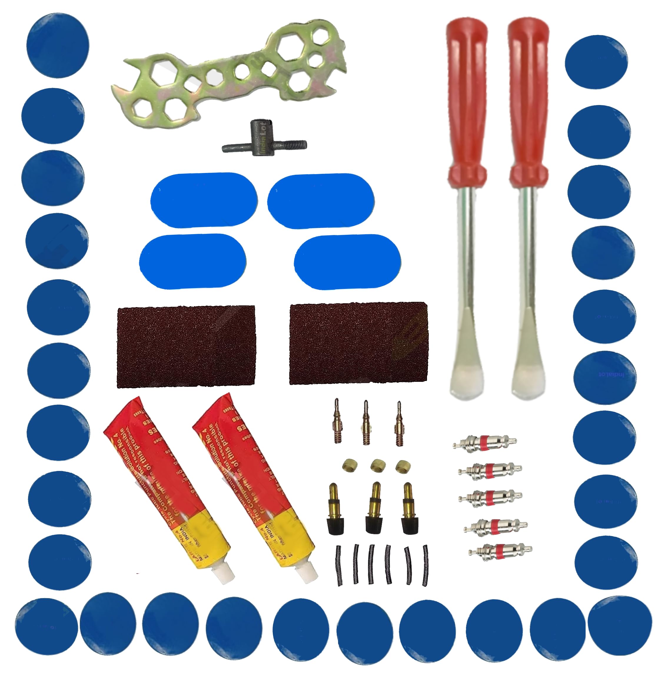 Professional Bicycle Tube Repair Kit, 60-Piece Set with Puncher Tools, Patches and Valves, Complete Maintenance Set for Cycle Tyre Repair-image-17