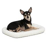 MidWest Homes for Pets QuietTime XXS Dog Bed – White Fleece Bolster, Ultra-Soft and Machine Washable, Fits 18-Inch Crates and Carriers, for Small Dogs and Cats
