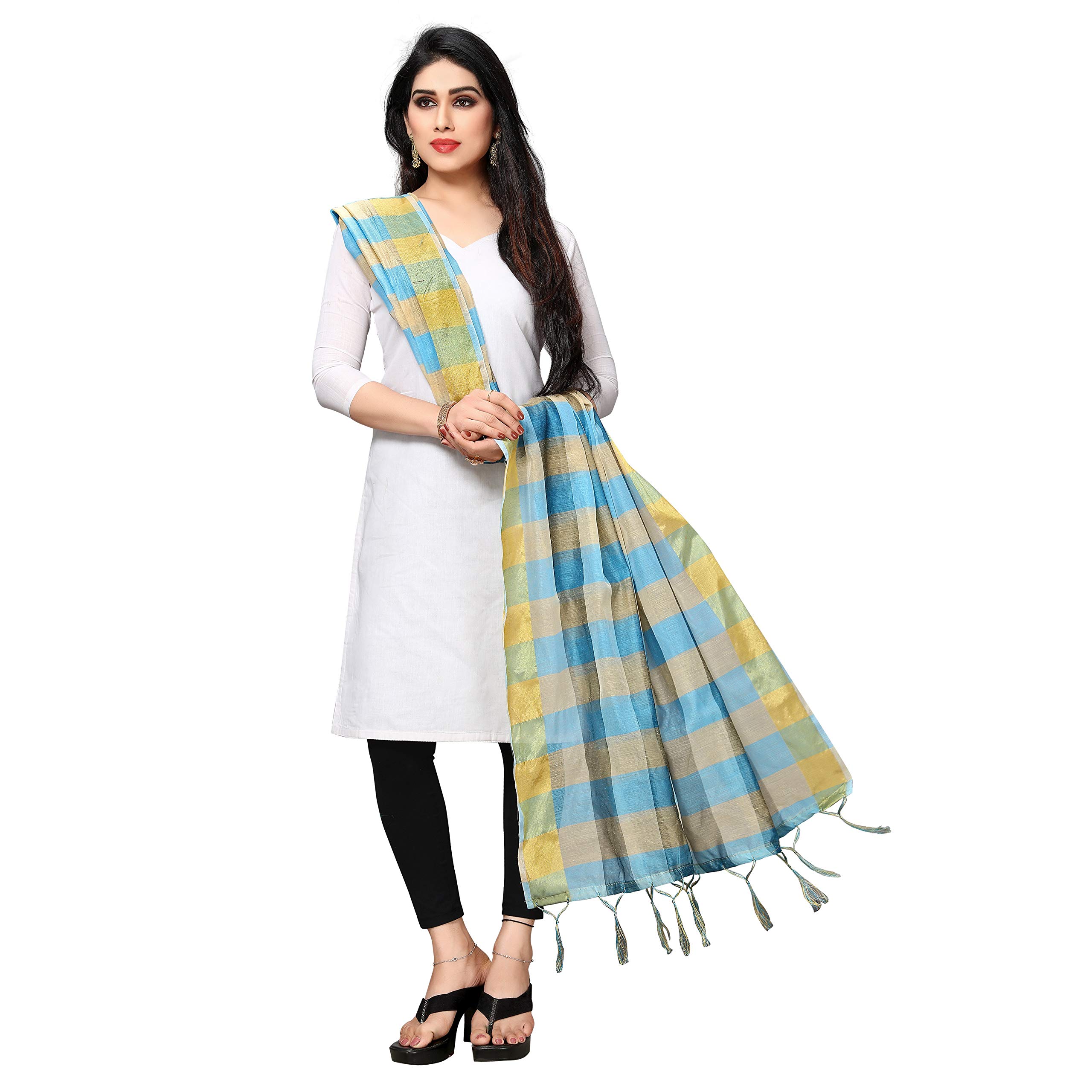 Sidhidata Textile Women's Cotton Silk Dupatta With Jhalar/tassels