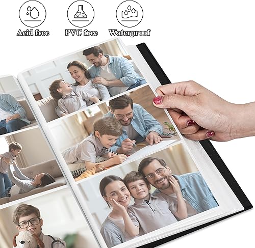 Vista 22 de Álbum de fotos de 4 x 6 pulgadas, 100 bolsillos, álbumes de fotos con cubierta de lino, álbumes de fotos para familia, boda, bebé, libro de fotos