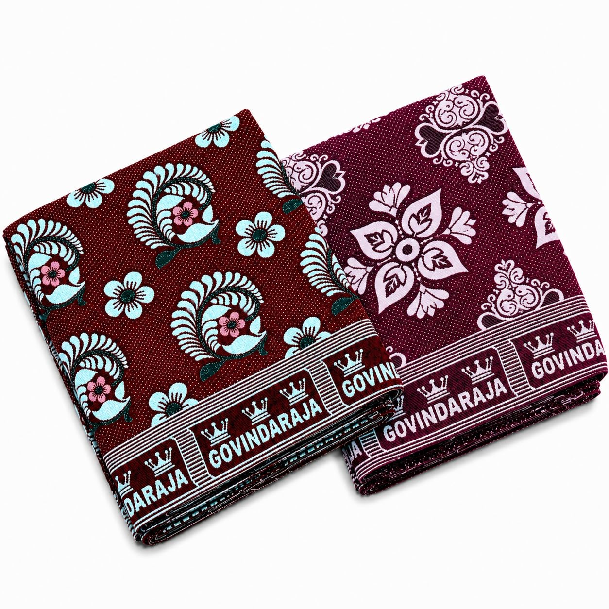Govindaraja 100% Cotton Blanket | Queen Size (60 x 90 Inches / 5 x 7.5 Feet) | Floral Design | 300 TC Chennimalai Bedsheet | Aqua Blue & Royal Purple (Pack of 2) | Pattern May Vary-image-25