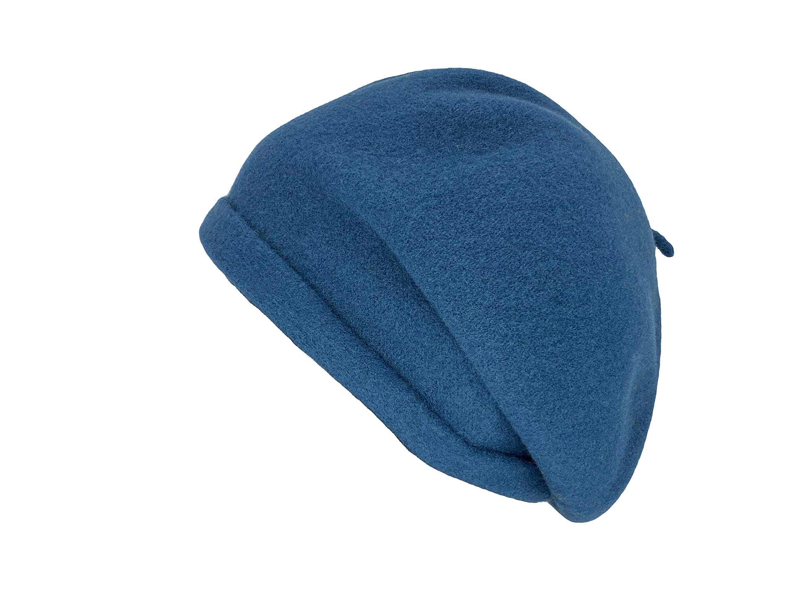 Kopka damska bejsbolówka wełniana, beret, czapka z dzianiny w 100% z wełny (merynos), czapka zimowa, niebieski / wrzosowy, jeden rozmiar