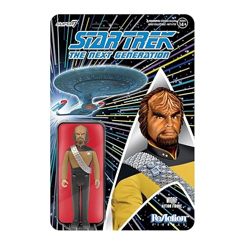 Super7 Star Trek La próxima generación Worf 3.75 en figura de reacción