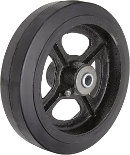 RWM Casters Mold-On Rubber on Iron Wheel, Roller Bearing, 500-Pounds Capacity, 8-Inch Wheel, Dia, 2-Inch Wheel, Width, 2-7/16-Inch Plate Length