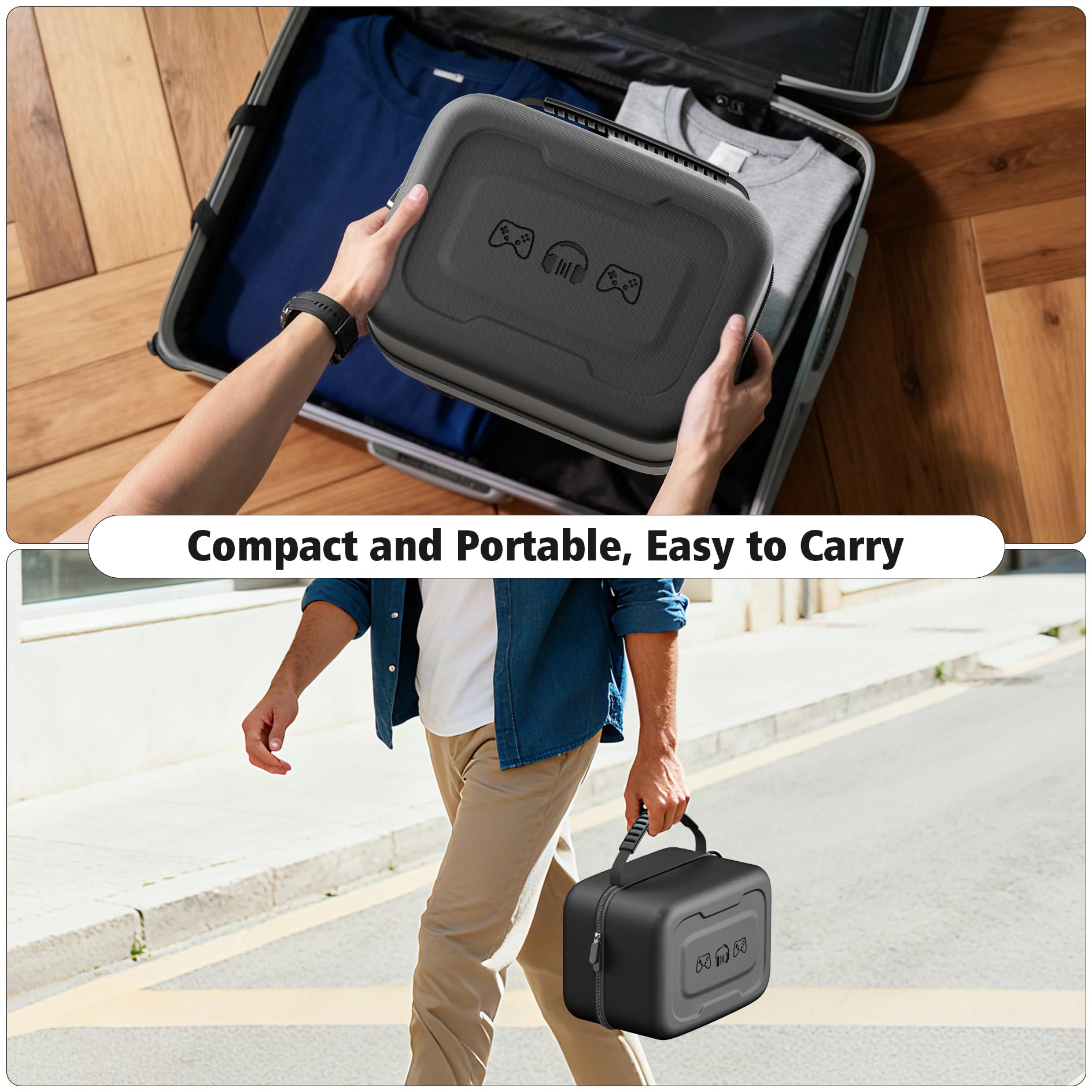 Custodia Universale per Cuffie e Controller, Custodia Rigida Protettiva per Controller PS5/PS4/Switch/Xbox, Grande Capacità Cuffie Borsa Portaoggetti con Tasca in Rete per Cavi