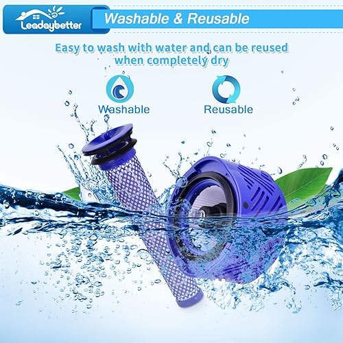 Miniatura 7 de Leadaybetter V6 Filtros de repuesto para aspiradora Dyson Absolute Total Clean inalámbrica, paquete de 2 repuestos HEPA y pre filtro, comparado con