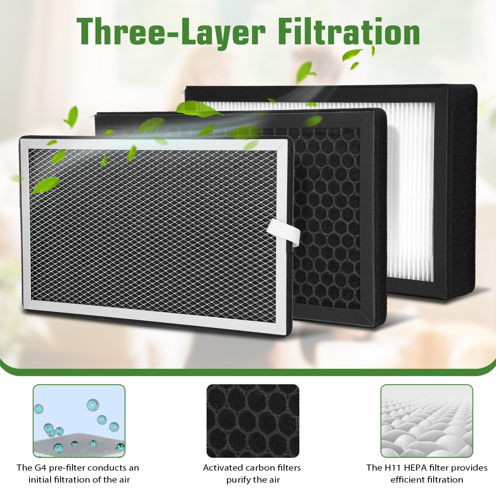 Caja de filtro en línea de 3 capas de 6 pulgadas con filtros HEPA y de carbono, caja de filtro de purificación para sistema HVAC de toda la casa, se adapta a ventiladores de conducto en línea de 6