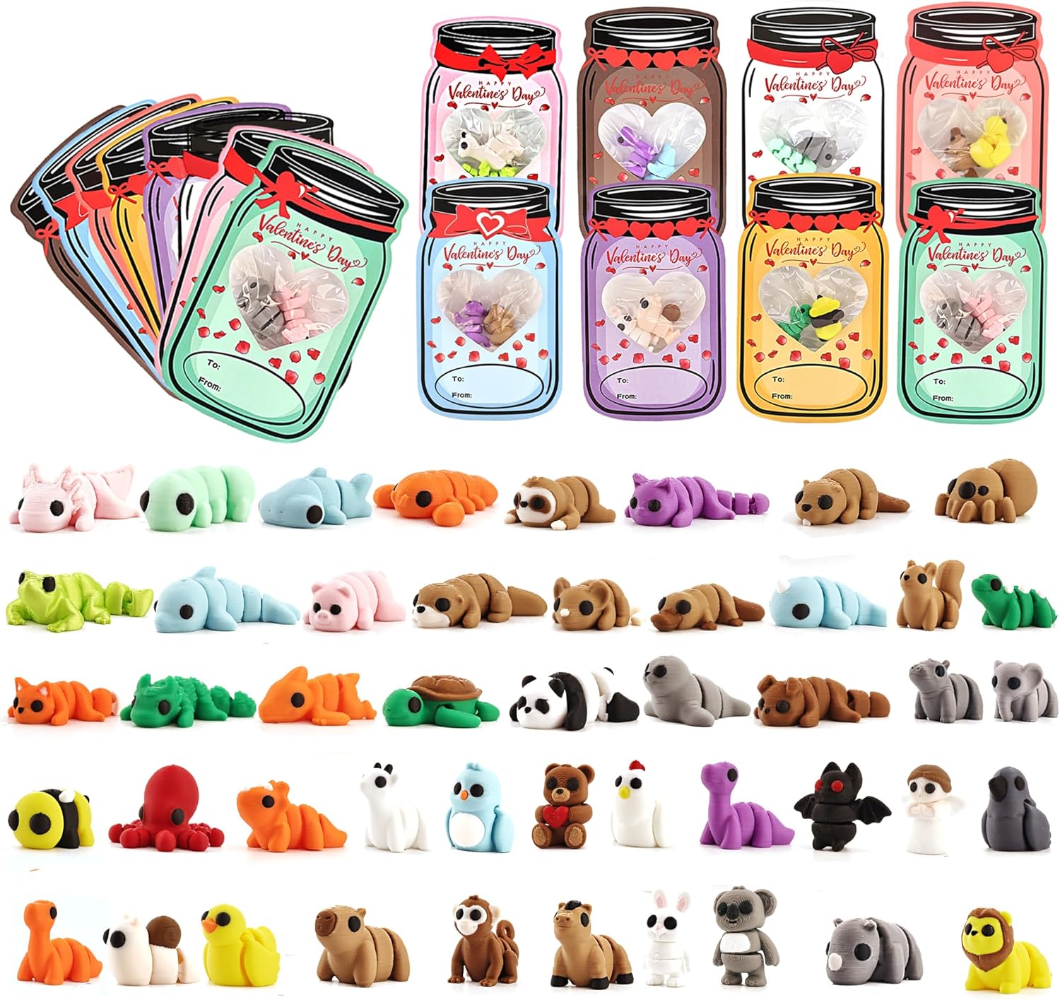 3D Printed Animal Figurines Set, Articulated Animal Figurines,Fidget Toys, Flexible Desk Decor, Party Favor, Gifts for Girls and Boys, Office Desk Pets, School Gifts (Classic-09)
