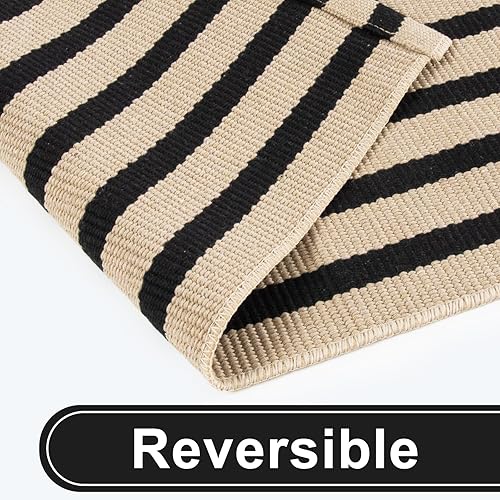 Vista 70 de Tapete Kimode de algodón, a cuadros, color negro y blanco, lavable, para porche, entrada, cocina