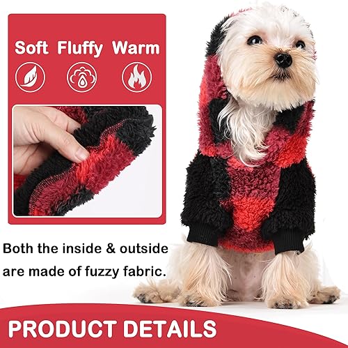 Miniatura 2 de Sudaderas con capucha de invierno para perros con bolsillos, ropa cálida para perros pequeños, abrigo de chihuahua, ropa para cachorros, gatos,