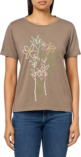 Lucky Brand Women's Embroidered Floral Classic Crew
