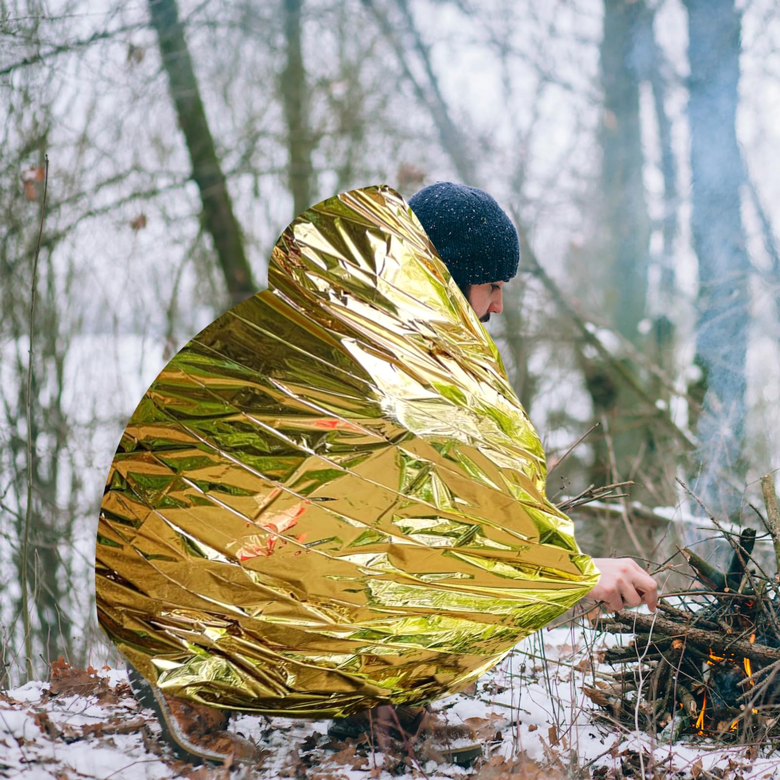 6 Coperte Di Emergenza Isotermiche Oro/Argento - 210x160 Cm, Per Sopravvivenza, Trekking, Primo Soccorso E Auto, Leggere E Compatte
