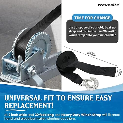 Miniatura 5 de WAVESRX Correa de repuesto para cabrestante de remolque de barco y moto acuática con gancho de acero inoxidable  Aleación SS 316 de grado marino