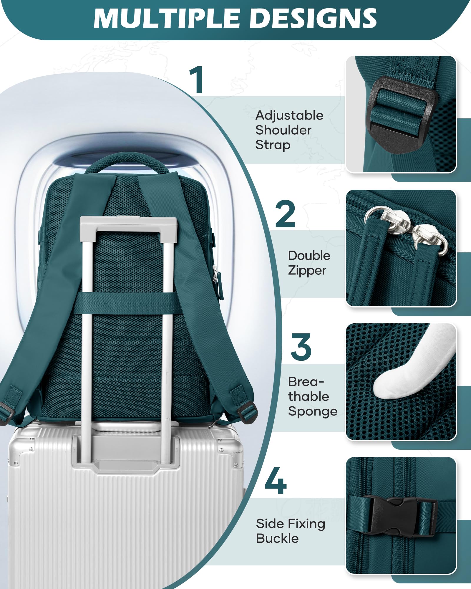 BJLFS Borse da Cabina per Ryanair 40×30×20 Zaino da Viaggio con Sottovuoto Bagaglio a Mano 40x20x25 Easyjet 45×36×20,Zaino Wizzair 40x30x20,Zaino Casual per laptop da 14 pollici per scuola