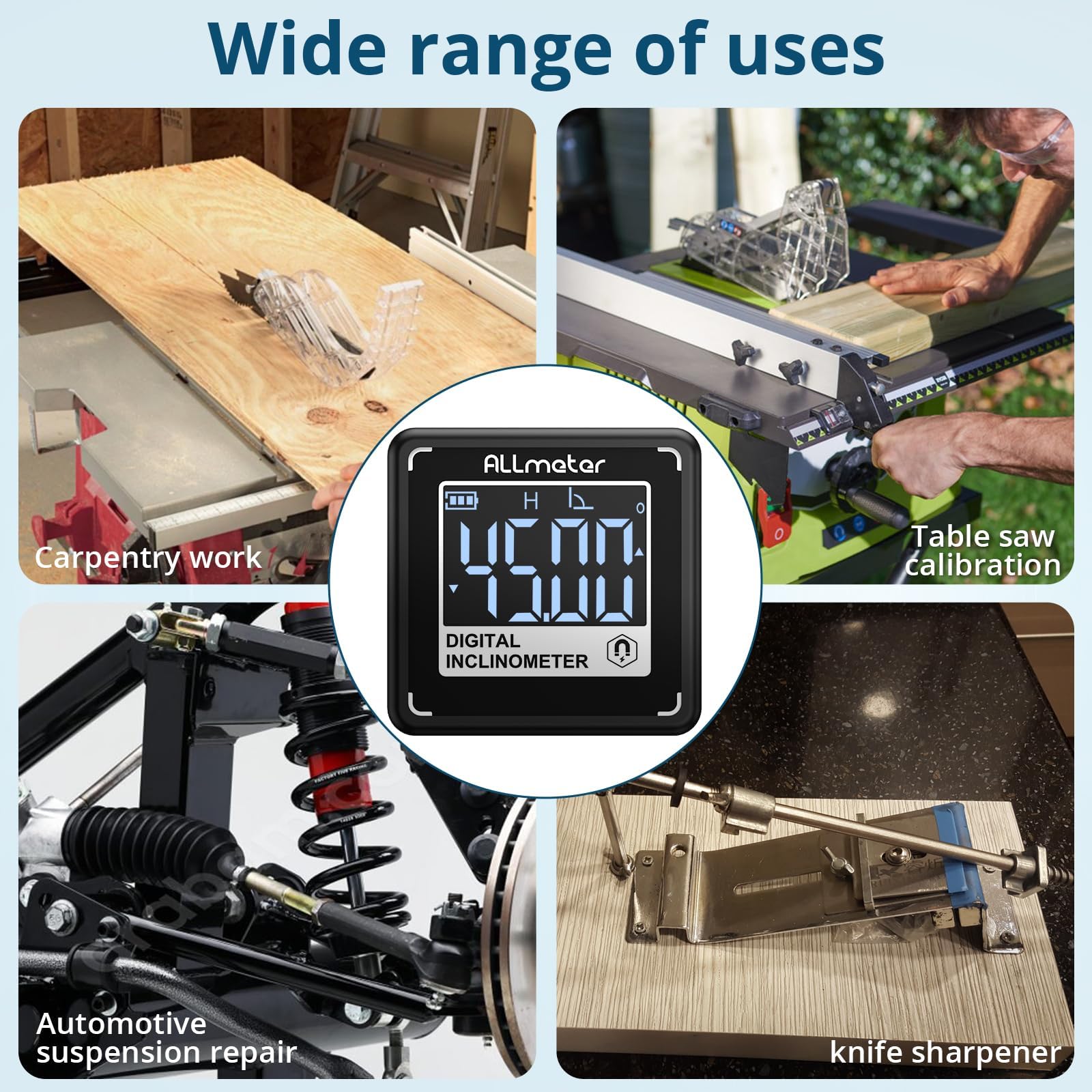 Inclinometro Digital Compacto, Nivel Digital con pantalla VA, base magnética, ranura en V, Type-C, IP54 para medición precisa 4×90° en talleres y obra, ideal para manualidades y bricolaje