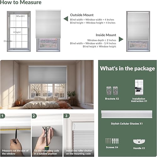 Miniatura 6 de Boolegon Persianas celulares opacas sin cordón, persianas celulares con aislamiento térmico para ventanas, color negro