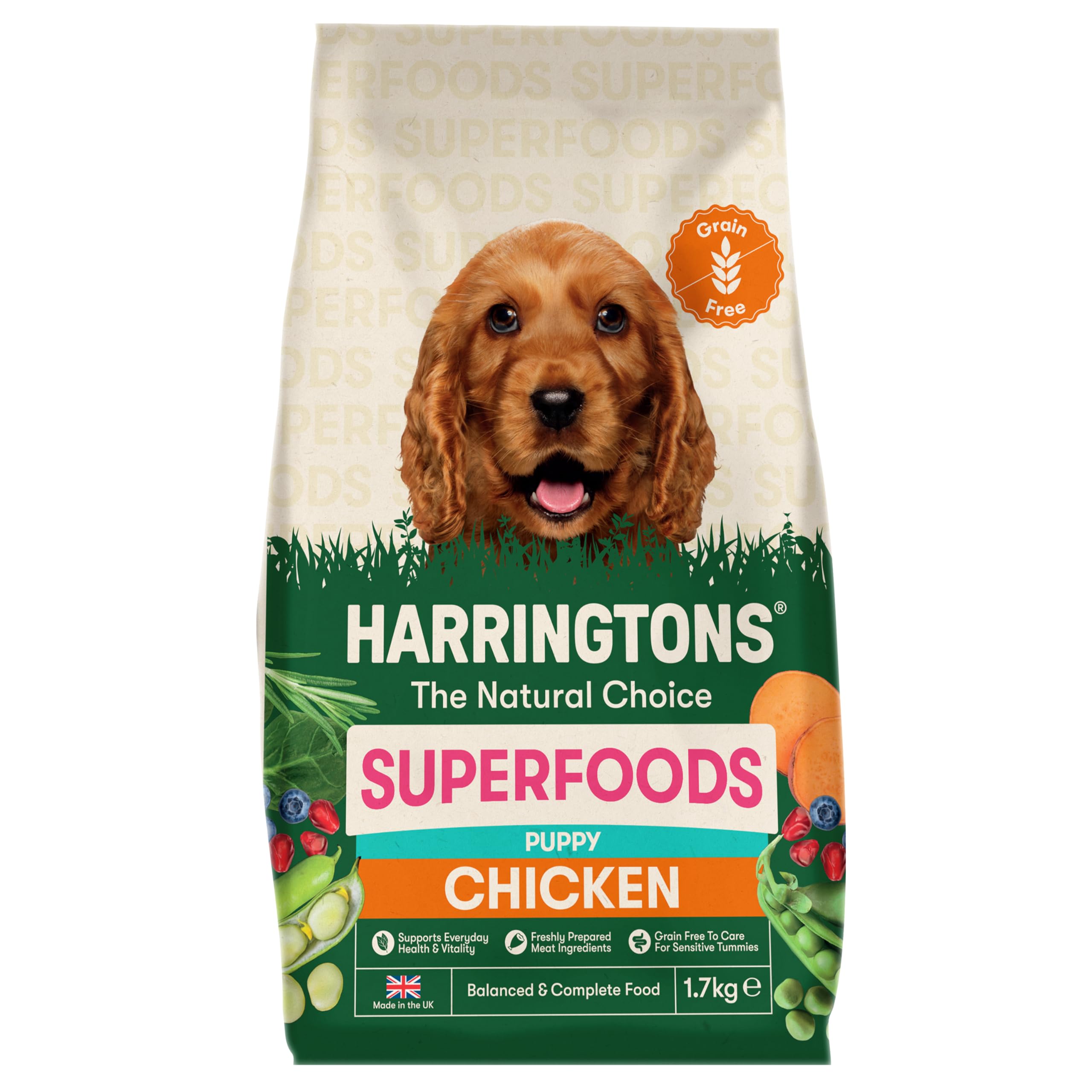 Harringtons Superfoods Complete Grain Free Dry Puppy Food Chicken with Veg 1.7kg (Pack of 4) - Made with All Natural Ingredients (Packaging may vary)