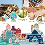 Blocs de construction en bois pour les tout-petits, les enfants Construction de la ville Jouets créatifs avec Alphabet nombre playset, Éducation préscolaire Bloc d'éducation pour les garçons filles Âges 3 4 5 6 (120 Pcs)