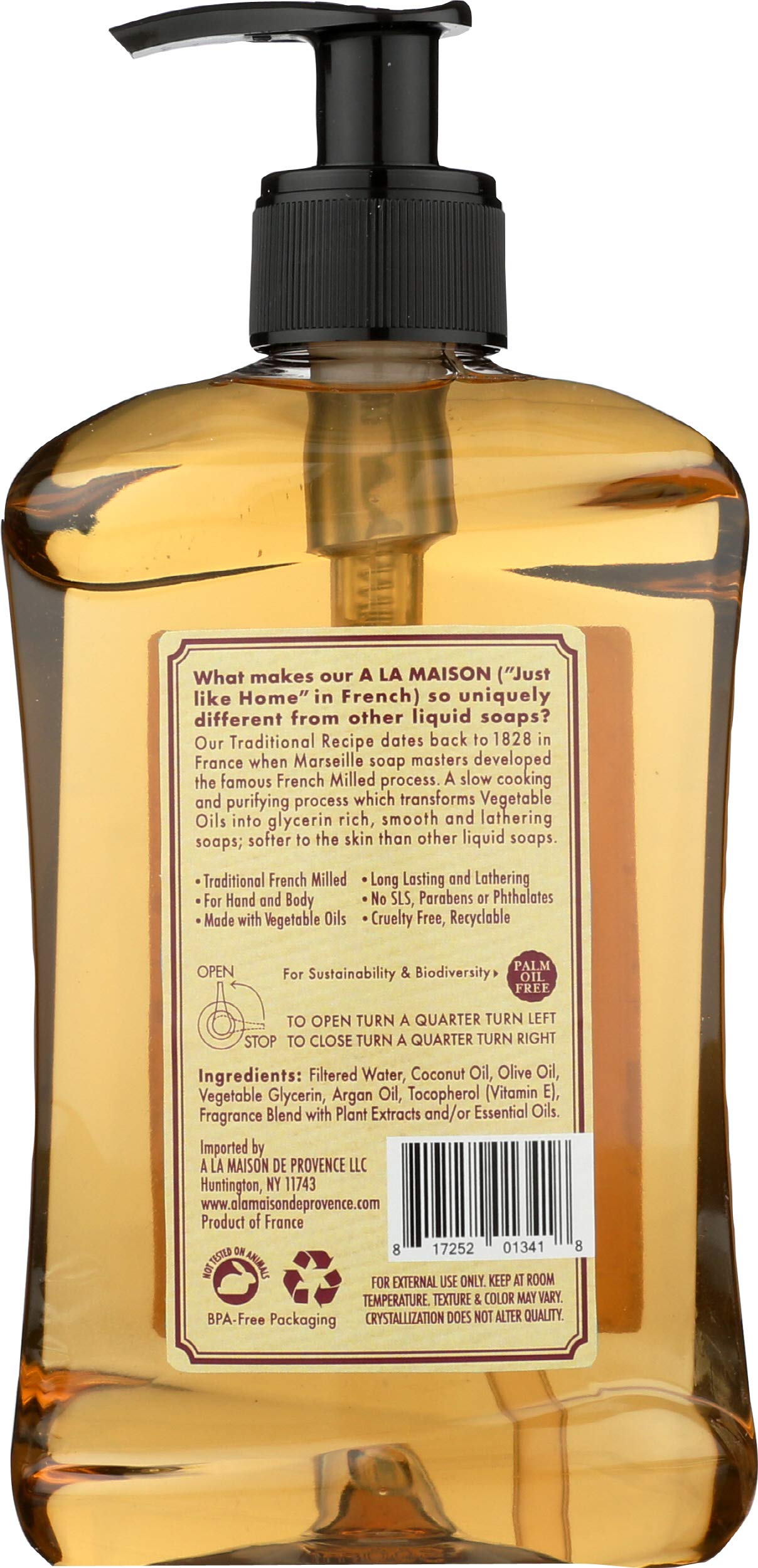 A La Maison Cherry Blossom Liquid Hand Soap | 16.9 Fl oz. Pump Bottles Moisturizing Natural Hand Wash Soap | Triple French Milled | Gentle To Hands | (1 Pack)