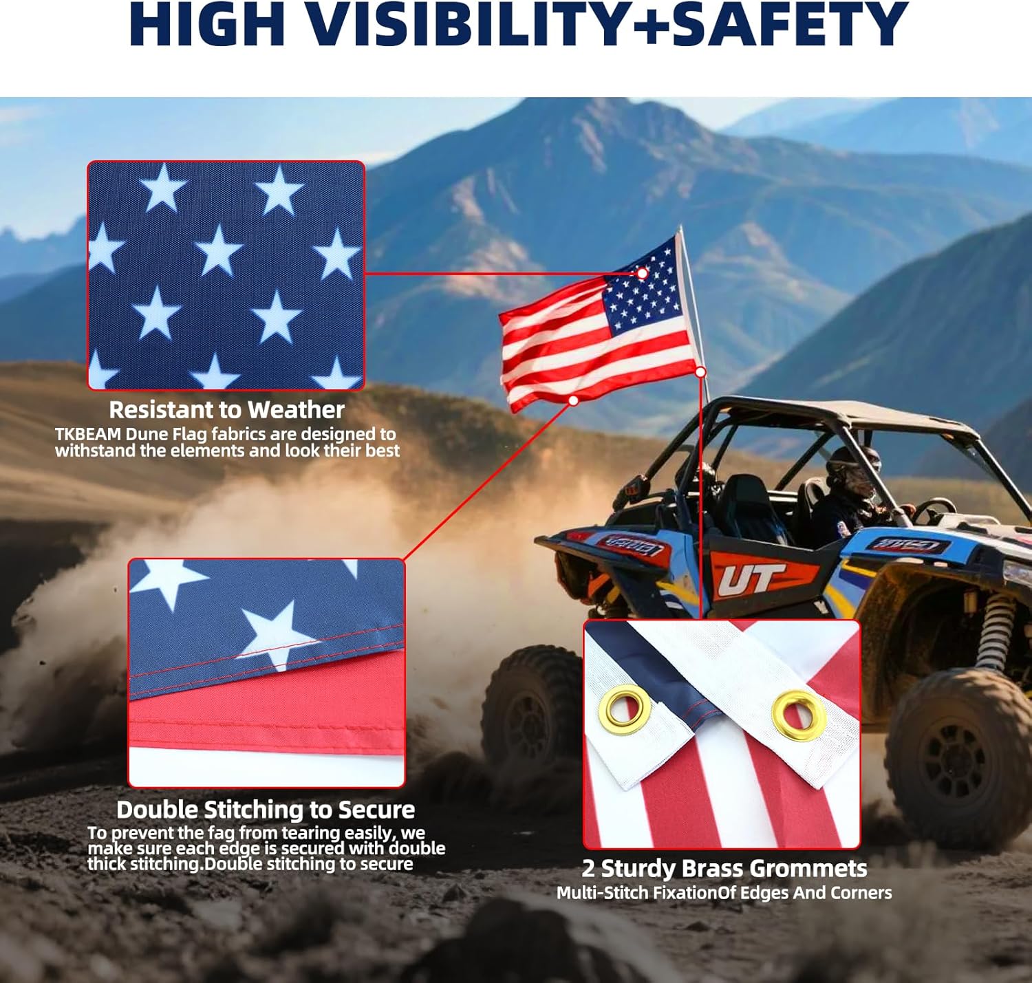 7 PCS 12x18 Inches Offroad Flags,Whip Flags for UTV, Attach to Whip Lights or Flag Poles, Double Sided,Dune Flag,suitable for for UTV ATV Jeep Off-Road RZR Polaris Truck Boat and 4X4 Sand Buggy - Image 4