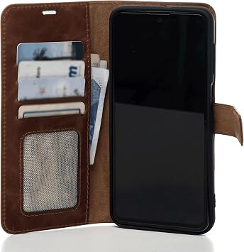 Tecno Camon 40 Pro İle Uyumlu Hakiki Deri Cüzdanlı Kapaklı Kaliteli Lüks Kılıf Taba