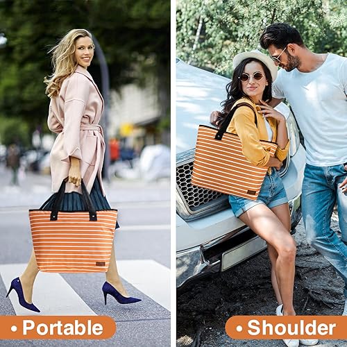 Miniatura 5 de Bolsa térmica grande aislada azul de 30 latas de 18 L, a prueba de fugas, suave bolsa de asas aislada, bolsa de comestibles reutilizable, lonchera