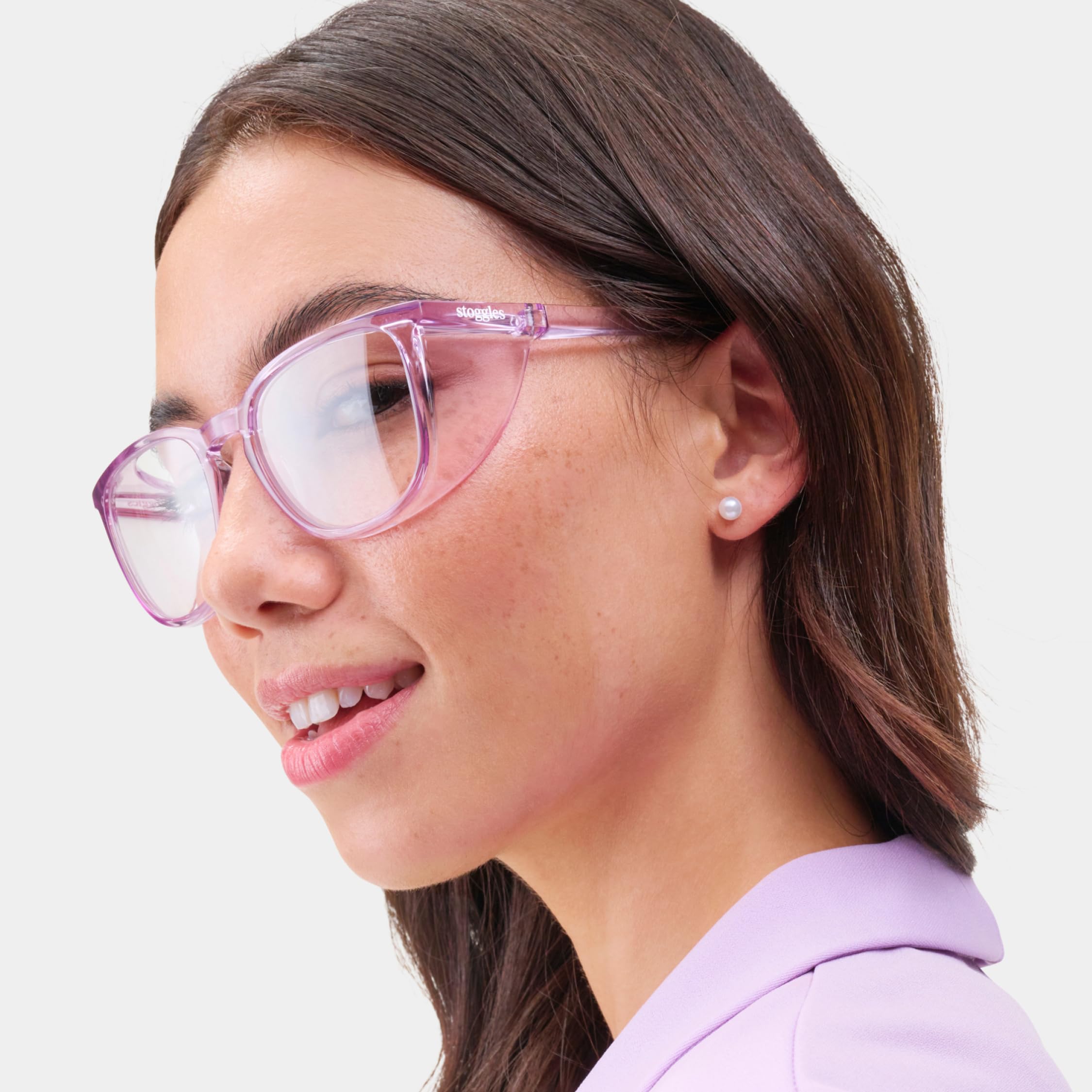 Stoggles Square Z87.1 - Gafas de seguridad de policarbonato certificadas, a prueba de arañazos e roturas, lente de bloqueo de luz azul y UV, protectores superiores y laterales, revestimiento antivaho