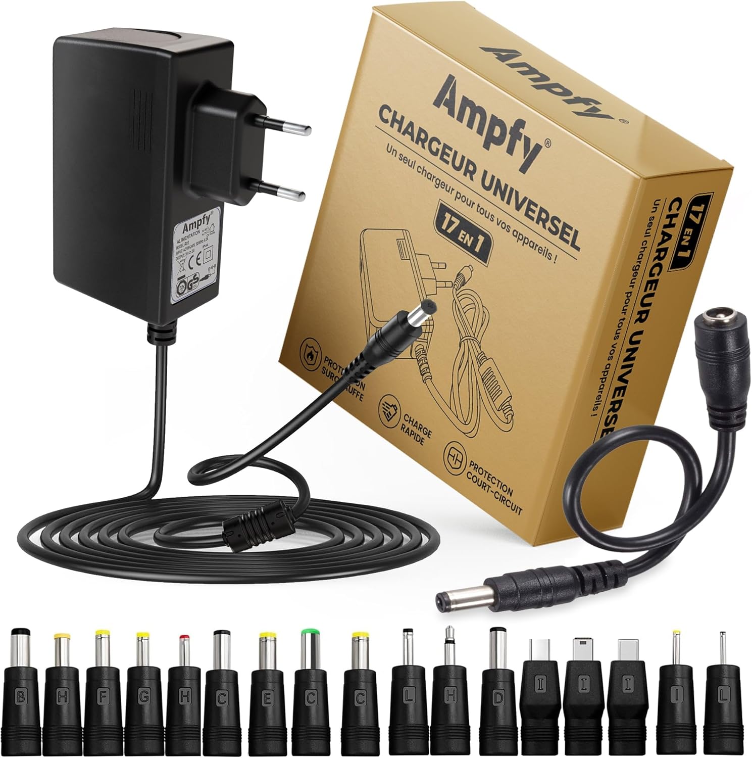 Adaptateur Chargeur Secteur 17 En 1 - Remplacement 9V Compatible Alesis QX61 Et Autres Appareils - 12