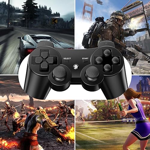 Miniatura 7 de Diswoe Controllers for PS-3, Wireless PS-3 Controller 2 Pack, Bluetooth Gamepad Joystick, Double Vibrating Controller for Play_station 3 with 2 USB