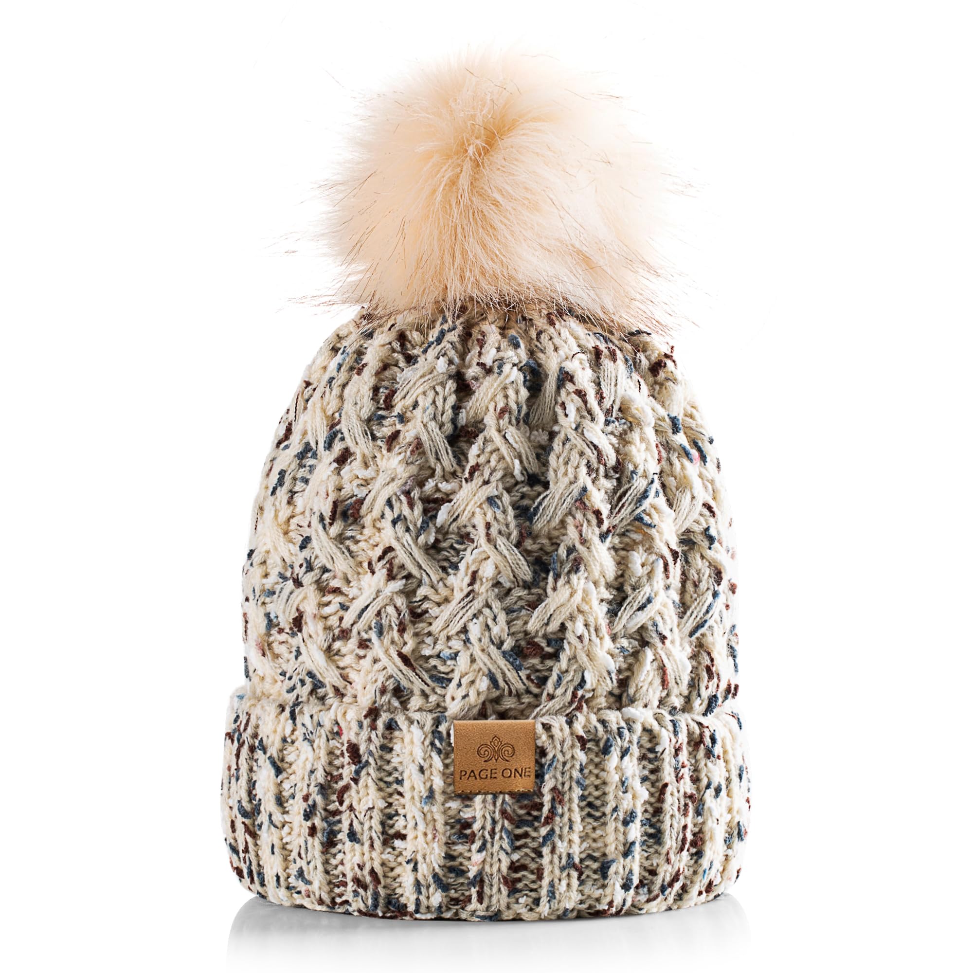 Womens Winter Ribbed Beanie Crossed Cap Chunky Cable Knit 