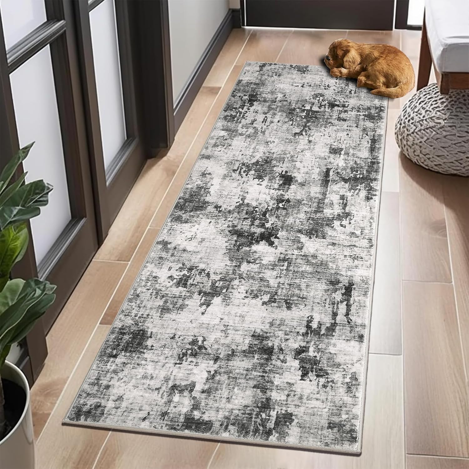 2x6 Runner Rug Washable, Colorful Modern Abstract Kitchen Runners for Hallway Laundry Room, Ultra-Thin Soft Non-Slip Rug Runners for Entryway Bedroom (Colorful Multi, 2'x6')