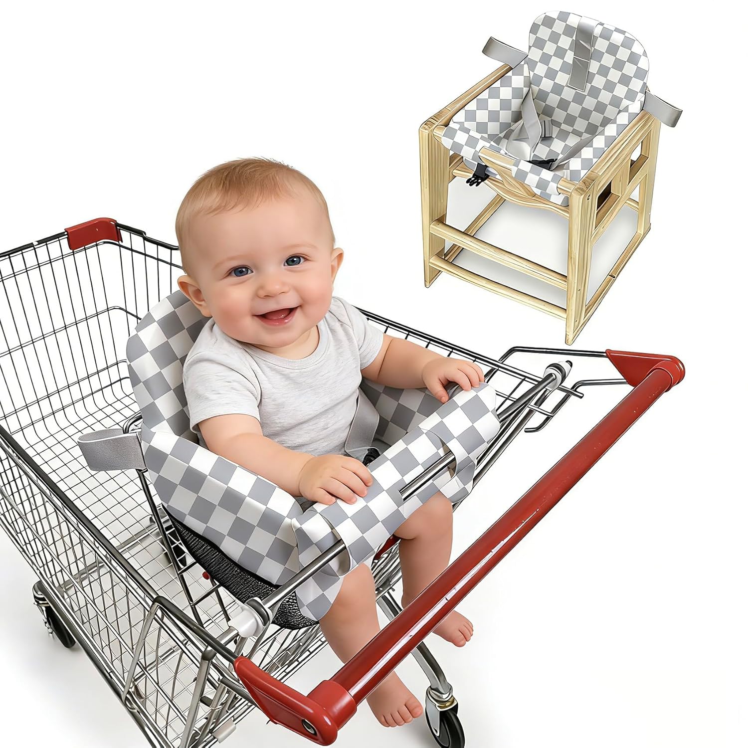 Shopping Cart Seat Cover - Grey White Pattern