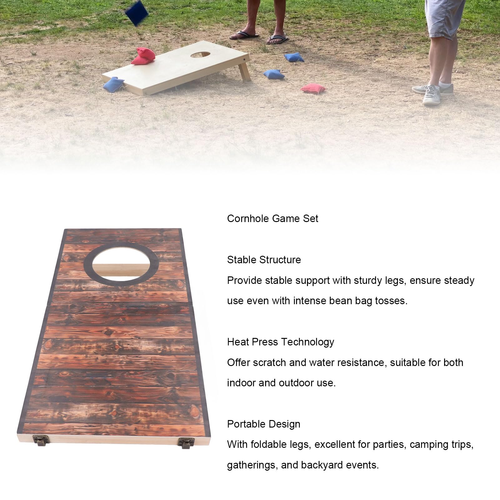 Luocute Tragbares Cornhole-Spielset, Wasserdichtes Taschen-Wurfspiel, Cornhole-Brett-Set, Kratzfest, Faltbar, Interaktives Outdoor-Sitzsack-Wurfspiel für Gartenpartys, Hinterhof-Camping