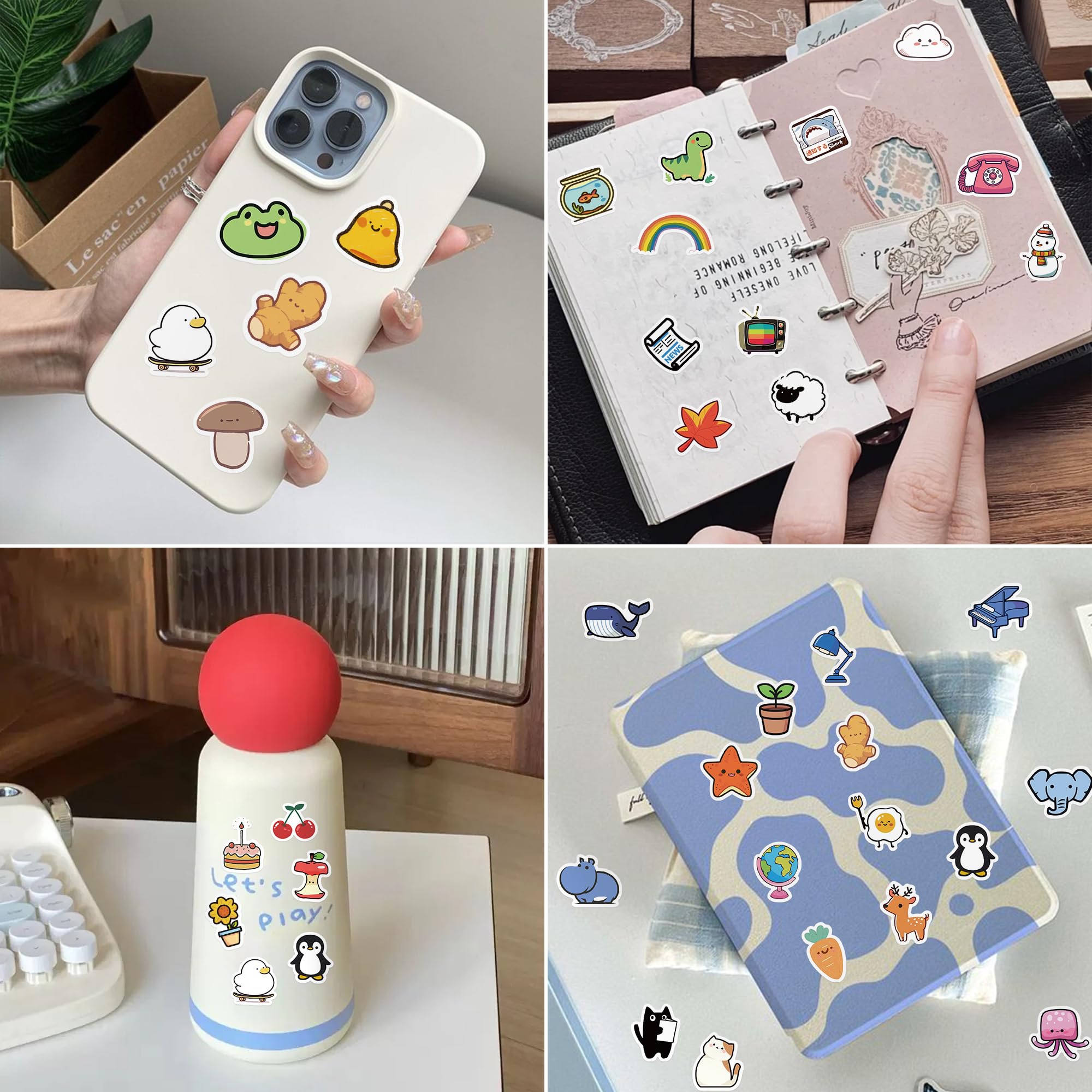 SUSIHI Mini Stickers Pack for Laptop, Water Bottle 100Pcs Tiny Cute Animal Vinyl Waterproof Small Stickers Gifts for Teachers Teens Girls in use