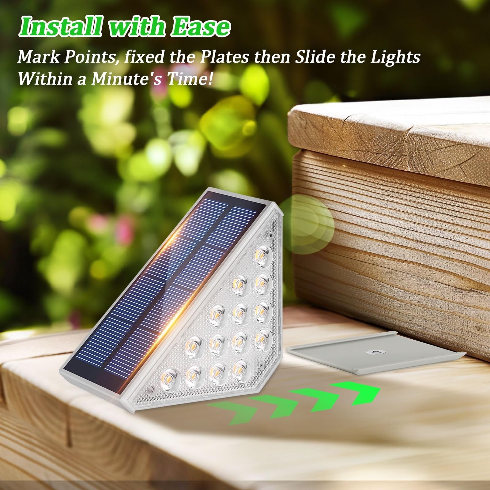 Luci solari per esterni, IP65, impermeabili, 6-12H, triangolari, illuminazione decorativa per giardino, scale, portico
