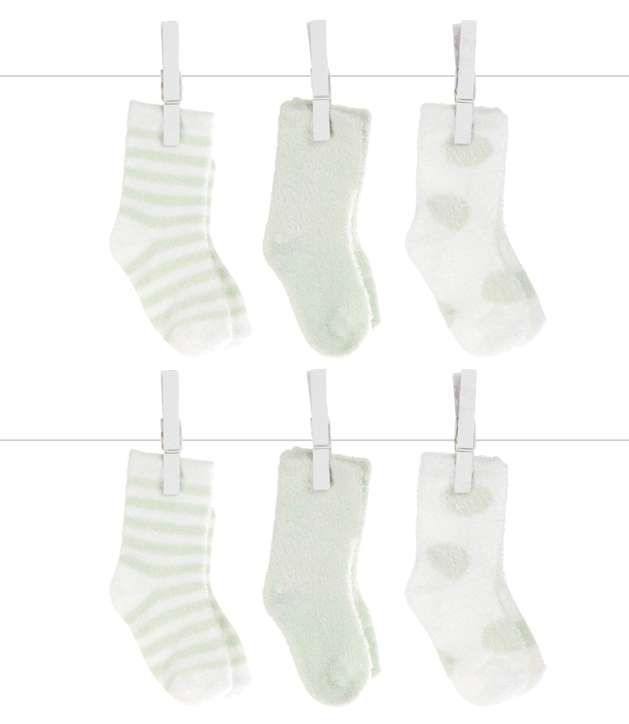 Little Giraffe Schachtel Socken 6 Paar Geschenkset - Gepunktet/Einfarbig/Gestreift je 2 Paar (Celadon)