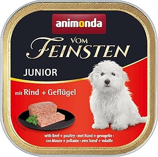 animonda vom Feinsten Hundefutter nass mit Rind + Geflügel (22 x 150g), Welpen getreidefreies Hundefutter ohne Zucker, mit frischen, fleischigen Zutaten product image