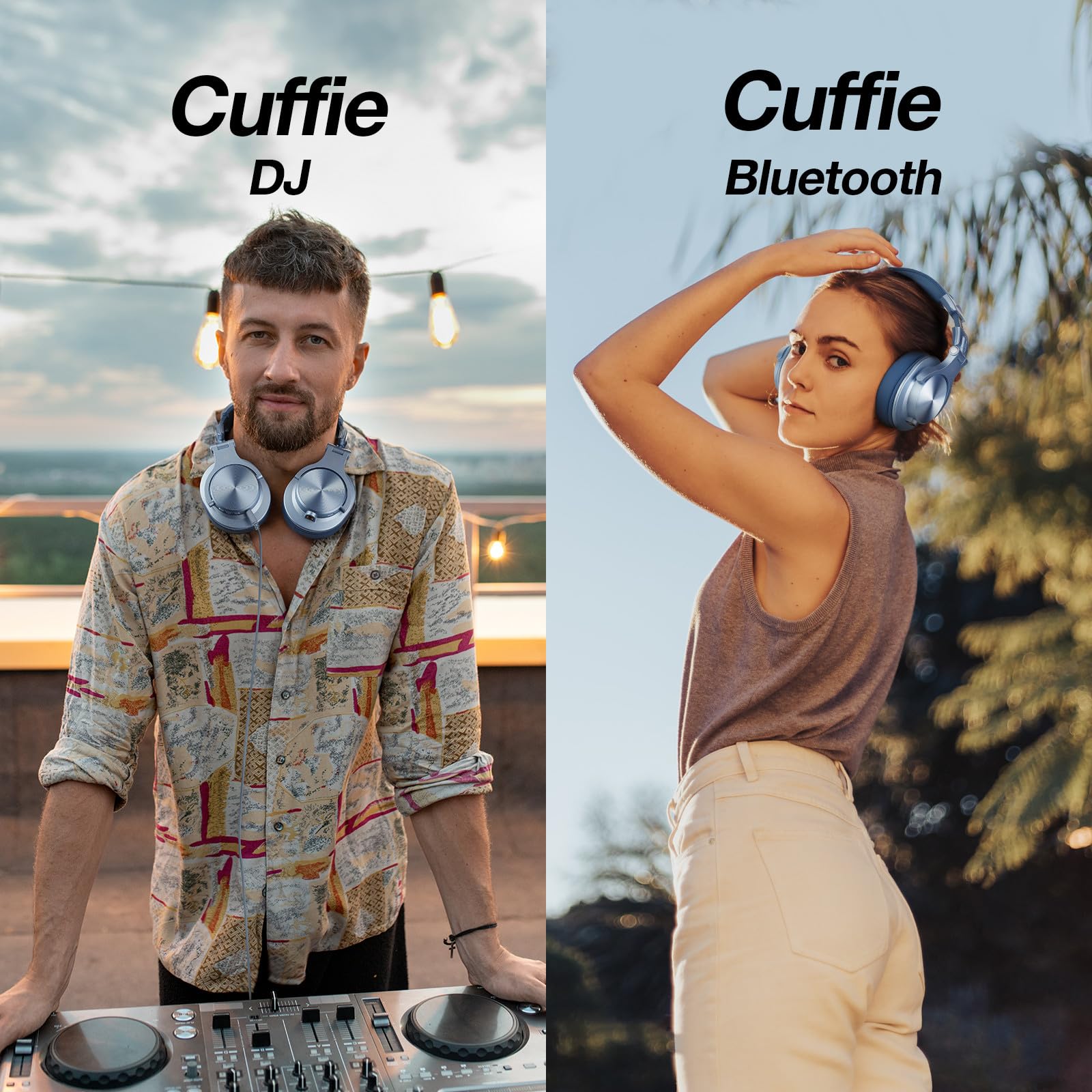 OneOdio A70 Cuffie Bluetooth Over Ear, Cuffie Cablate e Wireless Cuffie Stereo con Microfono, 72 Ore di Riproduzione, CVC 8.0, Jack 3,5 e 6,35 mm, Pieghevole/per DJ/Chitarra/Cellulare/PC (Blu)